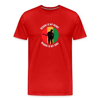 Reggae ist mein Herz - Reggae ist meine Seele - Männer Premium Bio T-Shirt - Rot - Vorne - Damien (186cm)