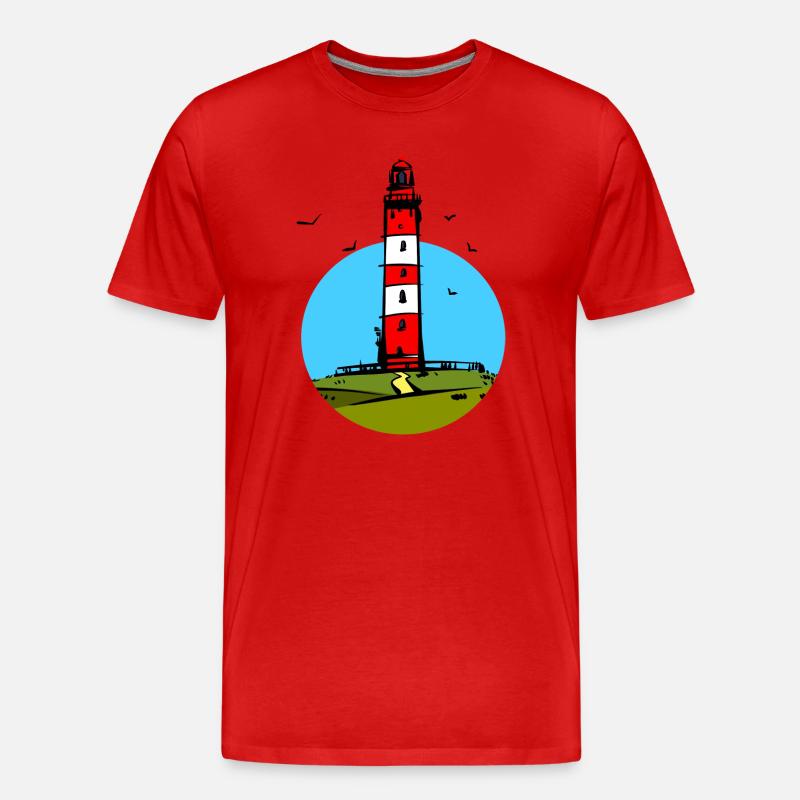 Leuchtturm Amrum Design - Männer Premium Bio T-Shirt - Rot