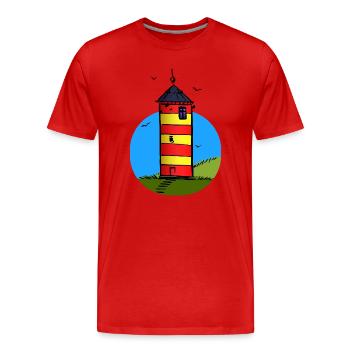 Leuchtturm Pilsum Wahrzeichen - Männer Premium Bio T-Shirt - Rot - Vorne - Damien (186cm)
