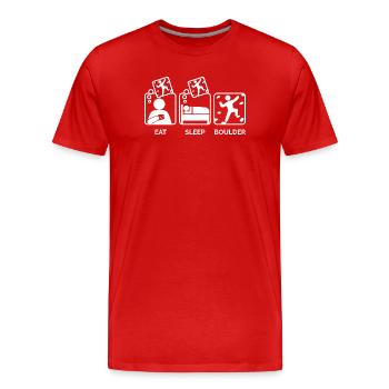 Escalade Alpinisme Boulder Bouldering Eat Sleep - T-shirt bio Premium Homme - rouge - Devant - Damien (186cm)