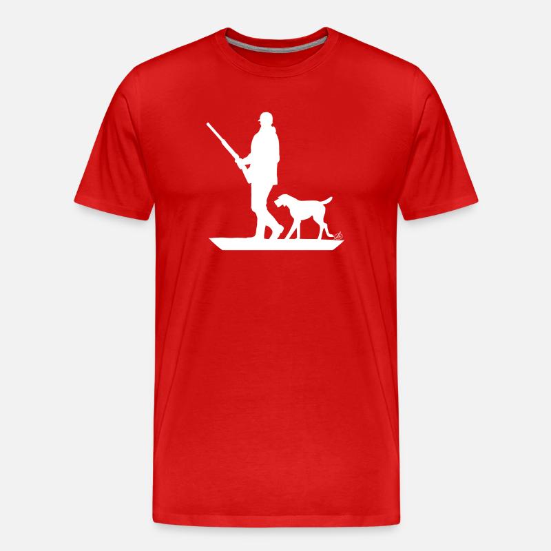 Jäger mit Hund auf der Pirsch - Männer Premium Bio T-Shirt - Rot