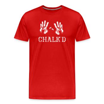 Craie, escalade, rocher, alpinisme, dire, drôle - T-shirt bio Premium Homme - rouge - Devant - Damien (186cm)