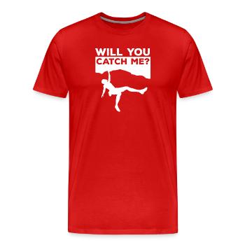 Rocher, escalade, dire, alpiniste, mur, rocher, sports - T-shirt bio Premium Homme - rouge - Devant - Damien (186cm)