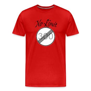 300 km / h en voiture, vitesse, course, limite, course, fun - T-shirt bio Premium Homme - rouge - Devant - Damien (186cm)