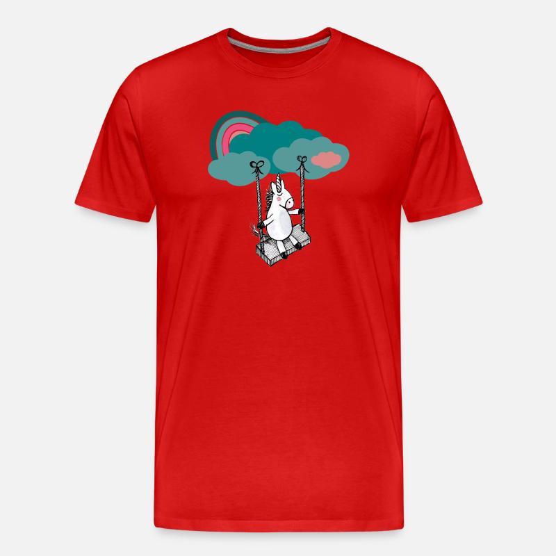 Glückliches Einhorn - Männer Premium Bio T-Shirt - Rot