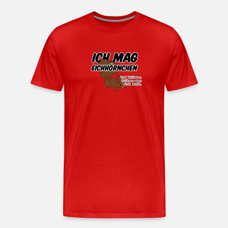 Eichhörnchen Vulkan Quiz Jäger lustig Spruch - Männer Premium Bio T-Shirt - Rot