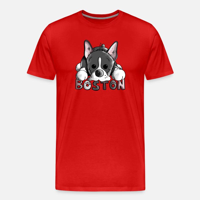 Drôle Boston Terrier - T-shirt bio Premium Homme - rouge