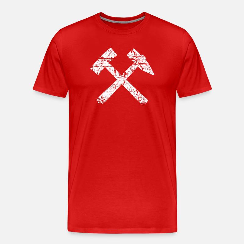 Schlägel und Eisen - Das Bergmannszeichen - Männer Premium Bio T-Shirt - Rot