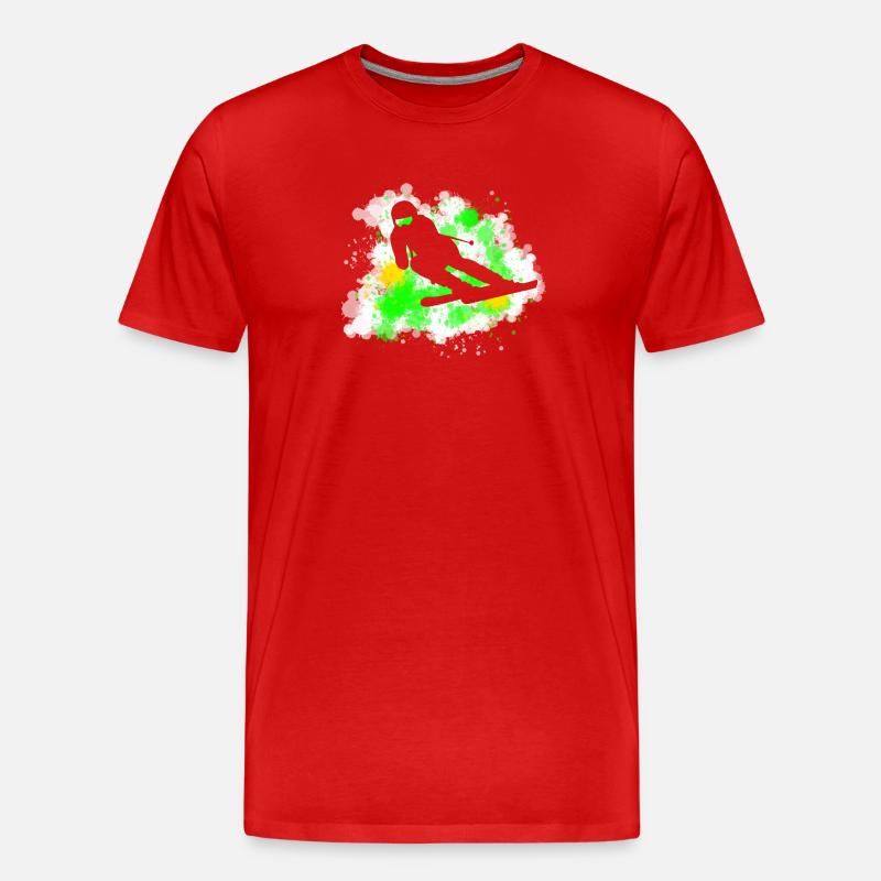 Ski - Männer Premium Bio T-Shirt - Rot