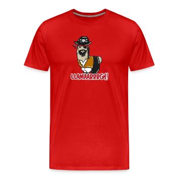 Lama pirate - Men's Premium Organic T-Shirt - red - Front - Damien (186cm)