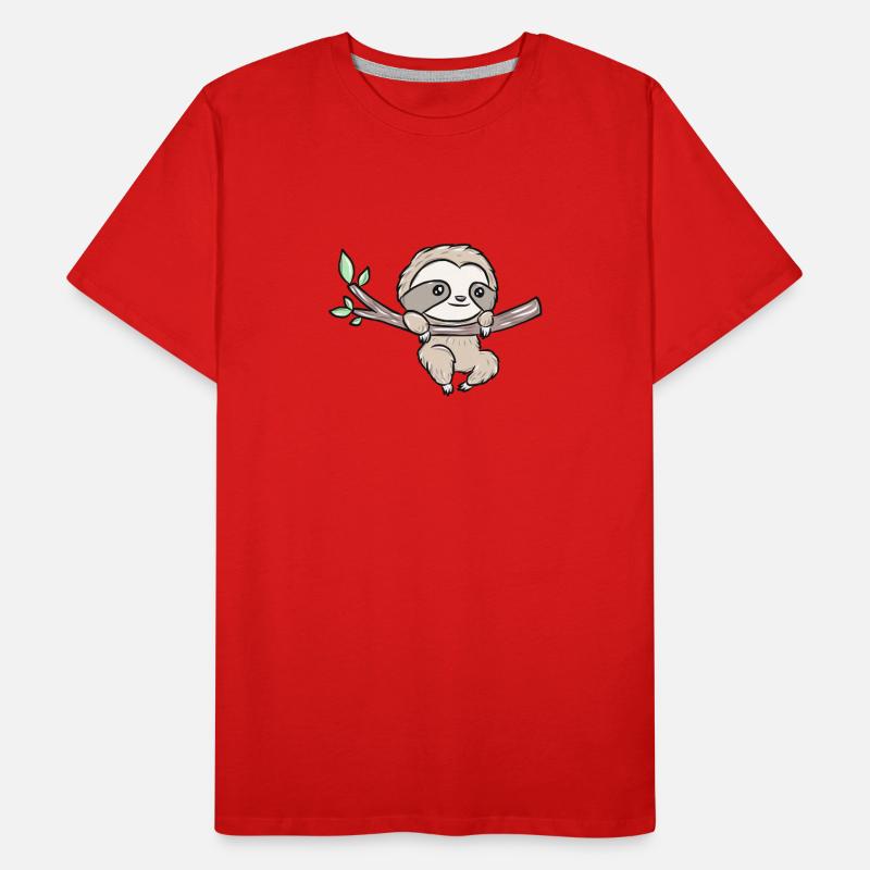 Sloth on a branch – Cute tree design Men's Premium Organic T-Shirt