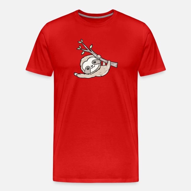 Faultier - Männer Premium Bio T-Shirt - Rot