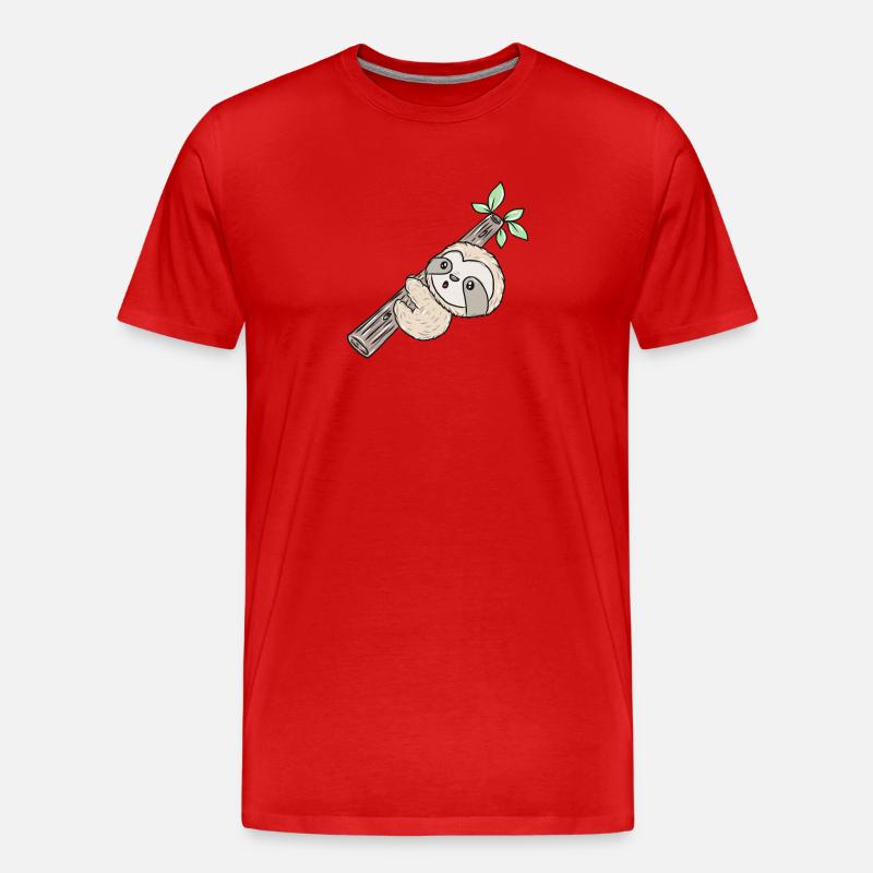 Faultier am Ast - Männer Premium Bio T-Shirt - Rot