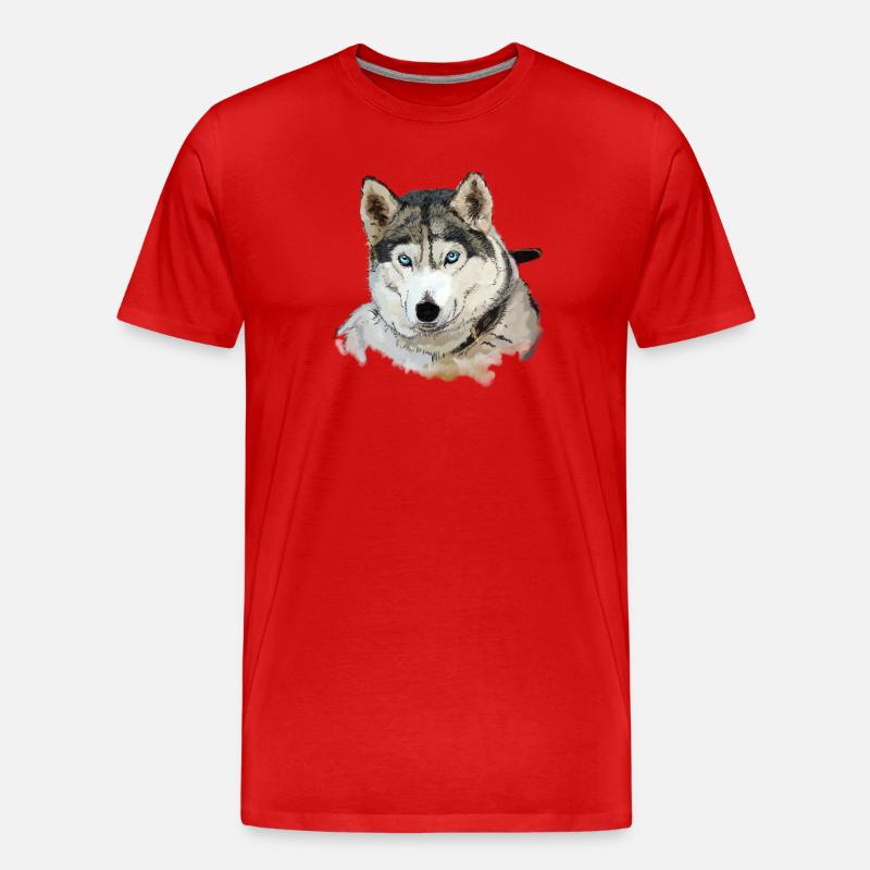 Husky - Männer Premium Bio T-Shirt - Rot