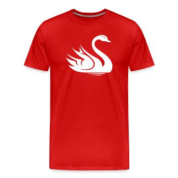 Cygne Symbole Illustration Eau Lac Nature Animaux - T-shirt bio Premium Homme - rouge - Devant - Damien (186cm)