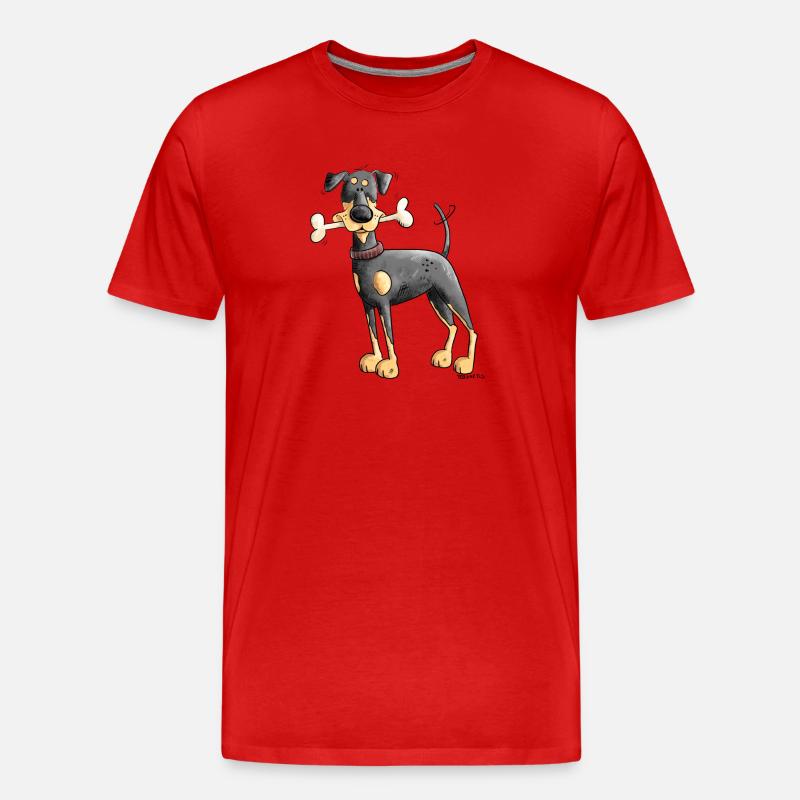 Dobermann Oder Pinscher mit Knochen - Männer Premium Bio T-Shirt - Rot