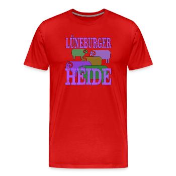 Lüneburger Heide Motiv - Männer Premium Bio T-Shirt - Rot - Vorne - Damien (186cm)