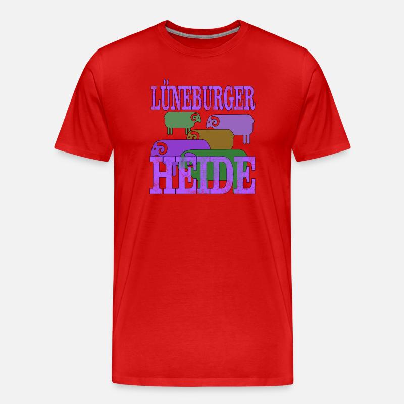 Lüneburger Heide Motiv - Männer Premium Bio T-Shirt - Rot