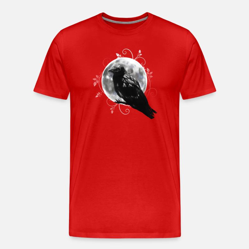 Rabe Krähe Mond - Männer Premium Bio T-Shirt - Rot