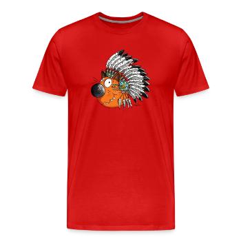 Indian Cat - Men's Premium Organic T-Shirt - red - Front - Damien (186cm)