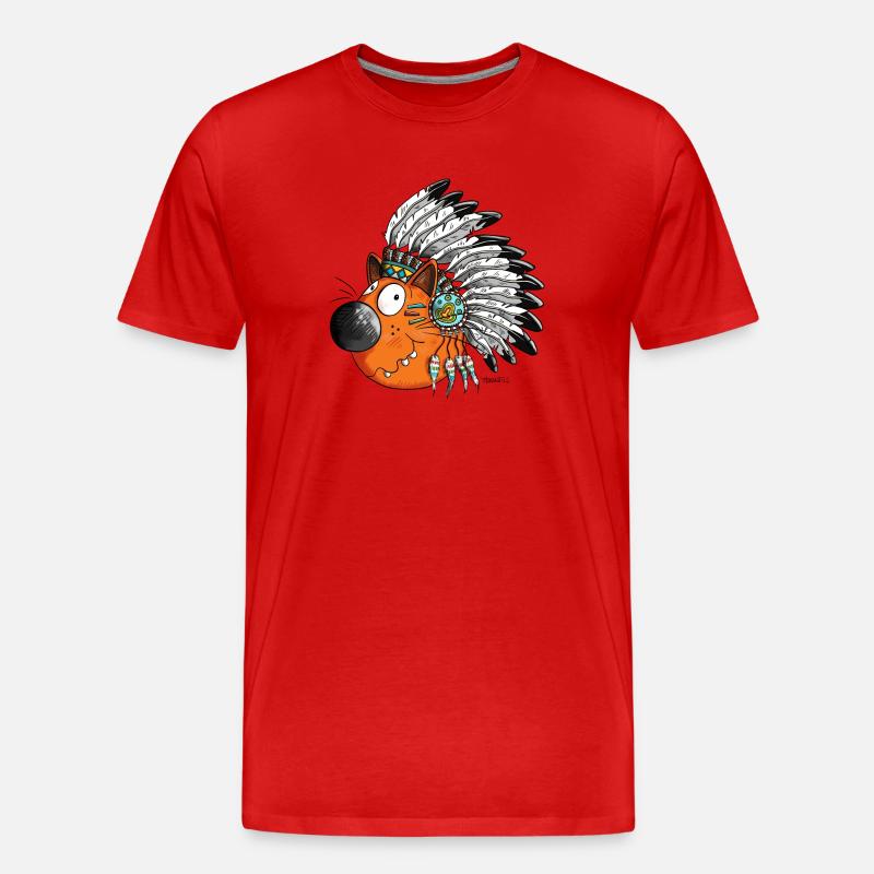Indianer Katze - Männer Premium Bio T-Shirt - Rot