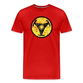 Atomic Vinyl 45rpm Nuklear Design - Männer Premium Bio T-Shirt - Rot - Vorne - Damien (186cm)