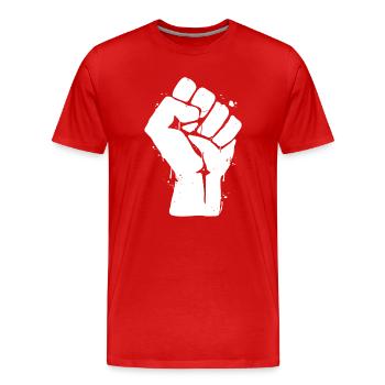 Poing de rébellion - T-shirt bio Premium Homme - rouge - Devant - Damien (186cm)