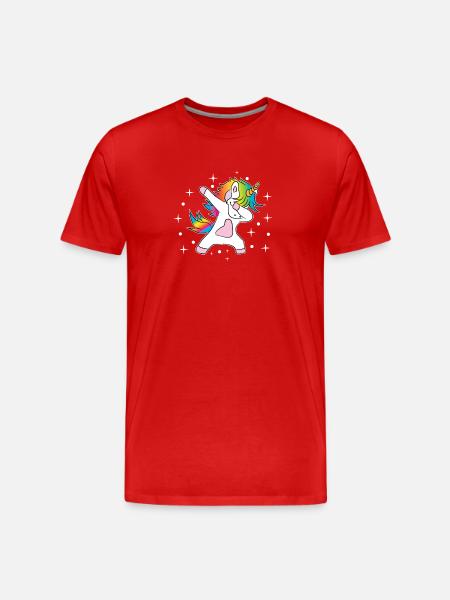 Einhorn Dab Regenbogen - Männer Premium Bio T-Shirt - Rot