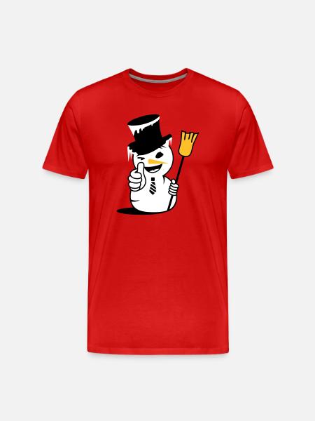 Cool snowman with thumbs up - Men's Premium Organic T-Shirt - red