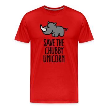 Save the chubby unicorn - Men's Premium Organic T-Shirt - red - Front - Damien (186cm)