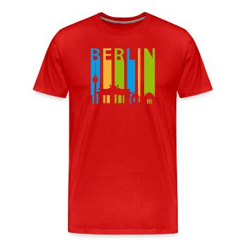 Berlin Schiftzug avec silhouette - T-shirt bio Premium Homme - rouge - Devant - Damien (186cm)