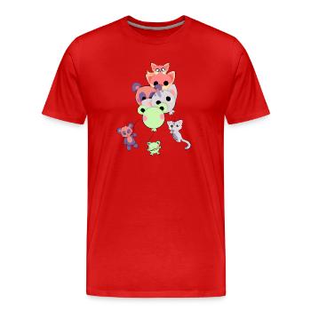Animaux doux avec des ballons - T-shirt bio Premium Homme - rouge - Devant - Damien (186cm)