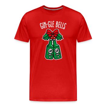 Gin-Gle bells jingle pun Christmas drinking party - Men's Premium Organic T-Shirt - red - Front - Damien (186cm)
