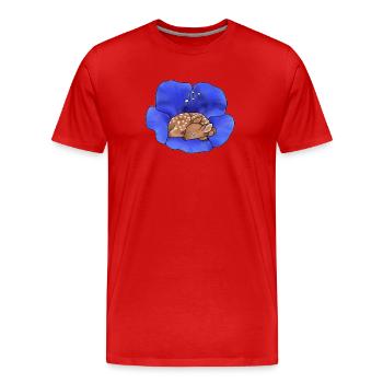 Reh in Bluete - Männer Premium Bio T-Shirt - Rot - Vorne - Damien (186cm)