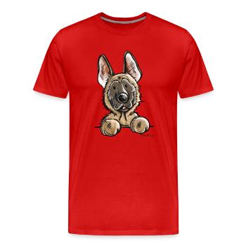 Neugieriger Malinois - Männer Premium Bio T-Shirt - Rot - Vorne - Damien (186cm)
