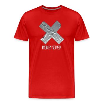 Problem solved (place on black item) - Men's Premium Organic T-Shirt - red - Front - Damien (186cm)