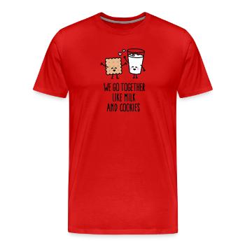 We go together like milk and cookies - Men's Premium Organic T-Shirt - red - Front - Damien (186cm)