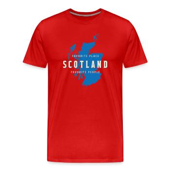 Écosse: endroit préféré, personnes préférées - T-shirt bio Premium Homme - rouge - Devant - Damien (186cm)