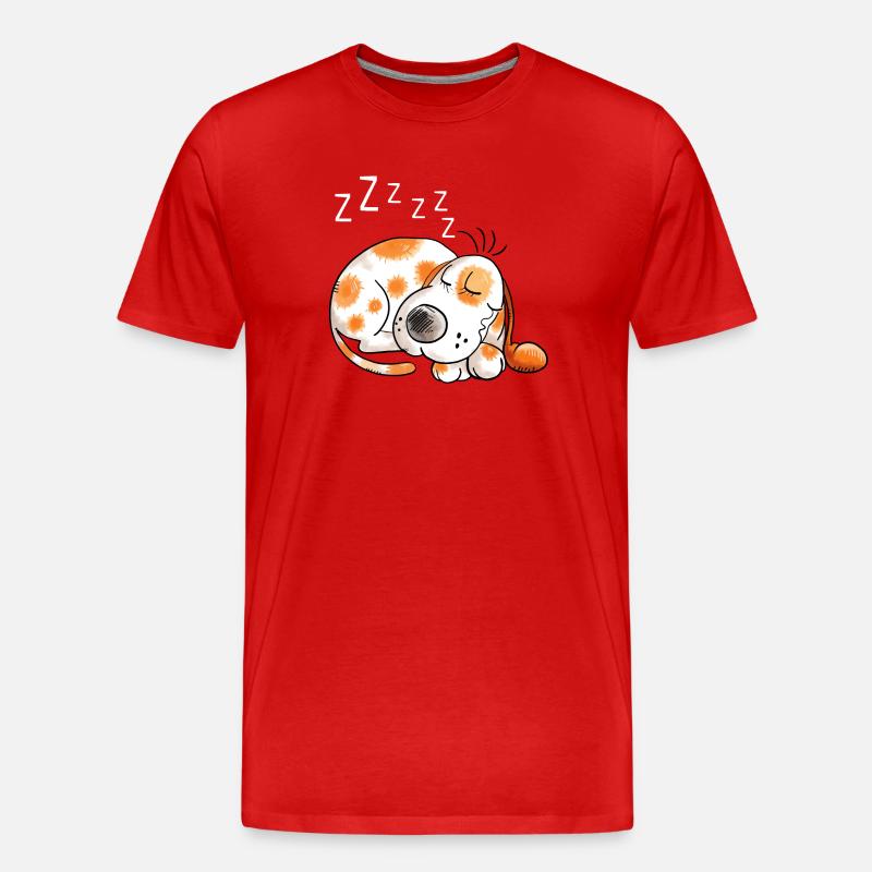 Schnarchender Hund - Hunde - Dog - Comic - Männer Premium Bio T-Shirt - Rot