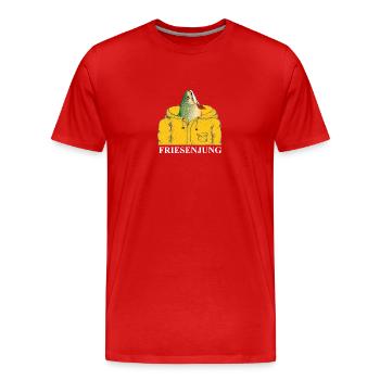 Friesenjung - ich bin ein Friese und stolz darauf - Männer Premium Bio T-Shirt - Rot - Vorne - Damien (186cm)