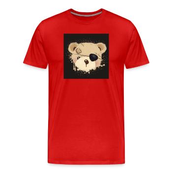 graffiti en peluche pirate avec cache-oeil - T-shirt bio Premium Homme - rouge - Devant - Damien (186cm)