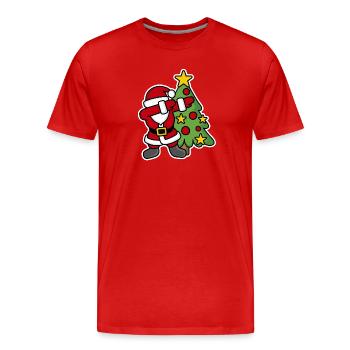 Dabbin' around the Christmas tree - Men's Premium Organic T-Shirt - red - Front - Damien (186cm)