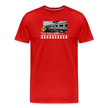 THE RAILWAY - Men's Premium Organic T-Shirt - red - Front - Damien (186cm)