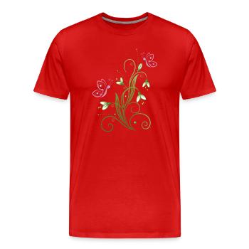Perce-neige avec des papillons. - T-shirt bio Premium Homme - rouge - Devant - Damien (186cm)
