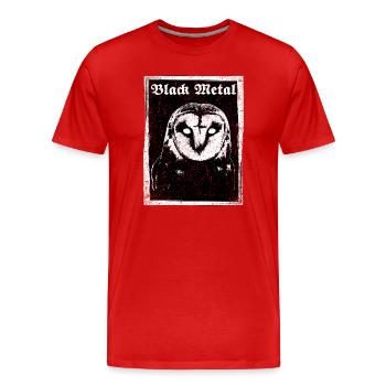 Black Metal Eule - Männer Premium Bio T-Shirt - Rot - Vorne - Damien (186cm)