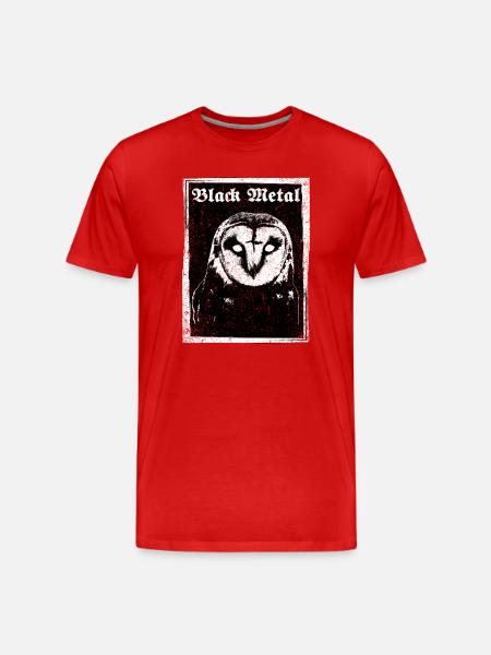 Black Metal Eule - Männer Premium Bio T-Shirt - Rot