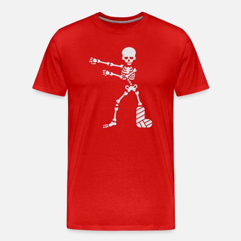 Gebrochenes Bein Gips Skelett floss dance flossing - Männer Premium Bio T-Shirt - Rot