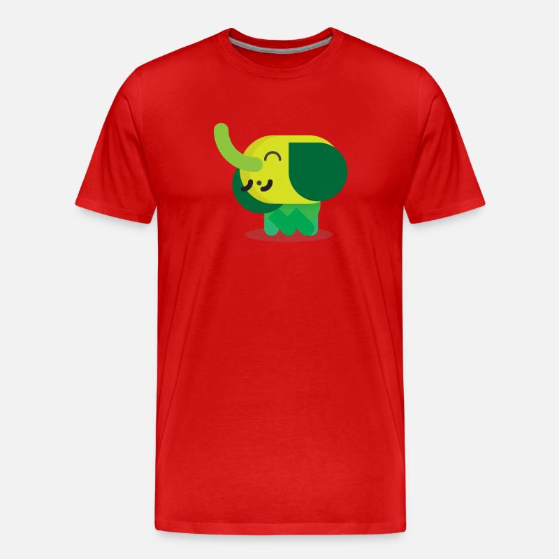 Fröhlicher grüner Elefant - Männer Premium Bio T-Shirt - Rot
