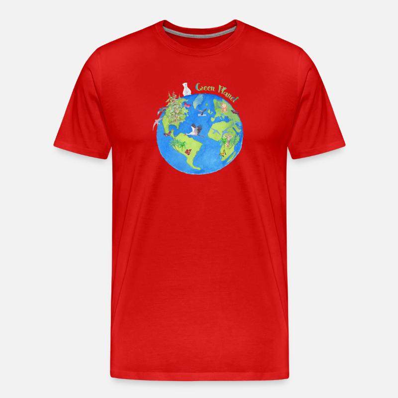 Green Planet - Planet - Männer Premium Bio T-Shirt - Rot