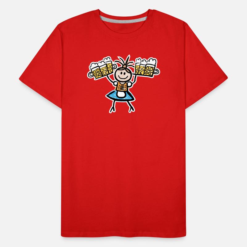 Kellnerin im Dirndl mit Biertablett Männer Premium Bio T-Shirt